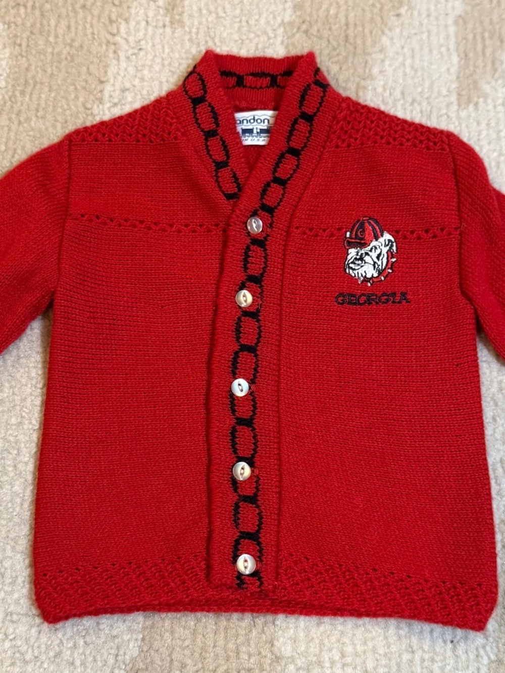 Vintage Georgia Bulldogs Red Knit Cardigan Sweater Made in USA
